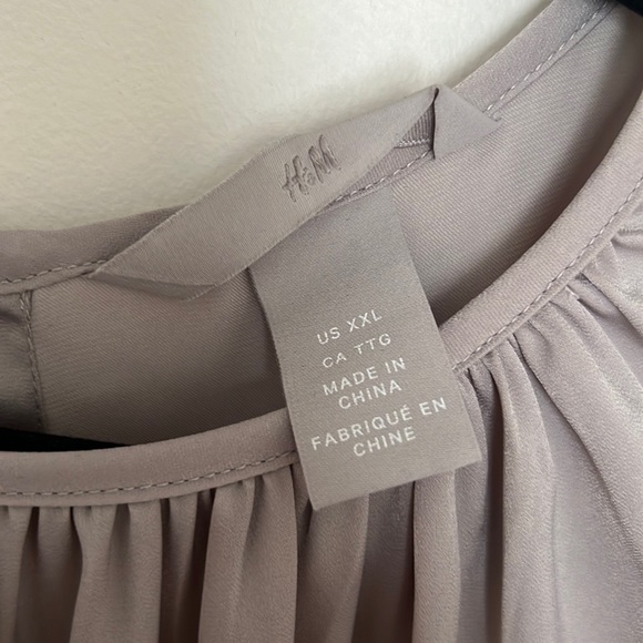 H&M - Dark Khaki Green Satin Blouse - Picture 3 of 3